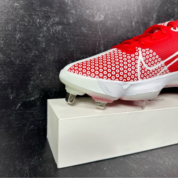 NIKE FORCE ZOOM TROUT 7 PRO UNIVERSITY RED MENS SIZE 9 METAL STUDS WHITE NEW - Picture 6 of 10